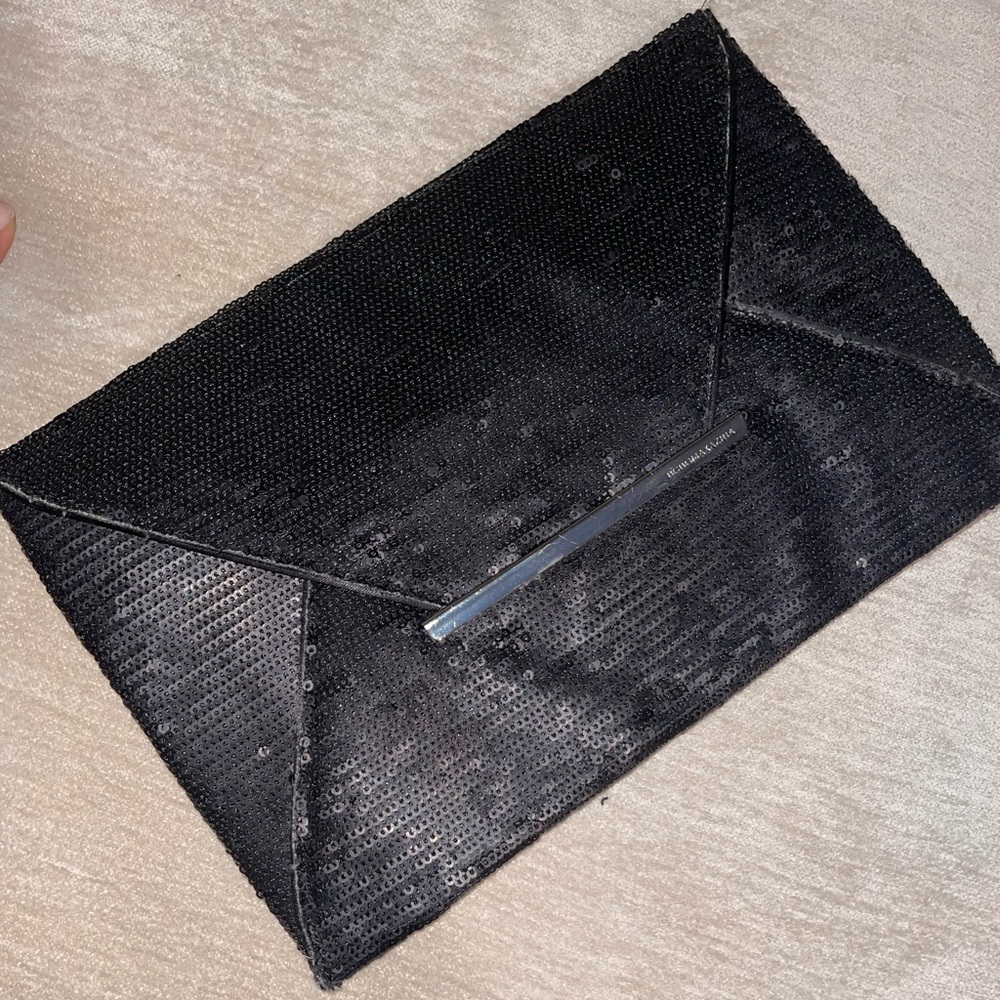 BCBG Max Azria Matte Black sequins clutch